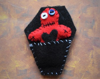 Mini voodoo coffin pouches-Coffin party favors-Coffin favors-Felt mini coffins-Halloween wedding-Halloween party-mini party coffins-sleeves