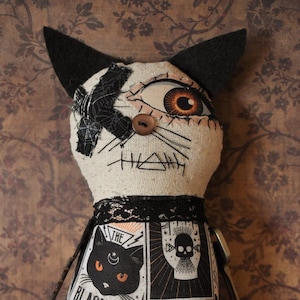 Black cat Art doll-Halloween doll-unique Halloween decor-Kitty cat