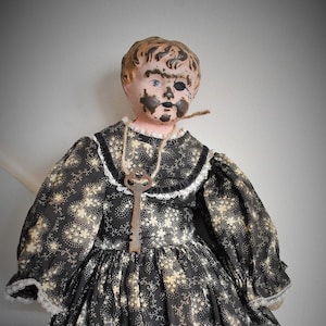 Haunted German Metal head doll-vintage Tin head doll-Minerva doll from 1800&#39;s-Dark dolls-Creepy decor-unique Dark decor-Doll with key