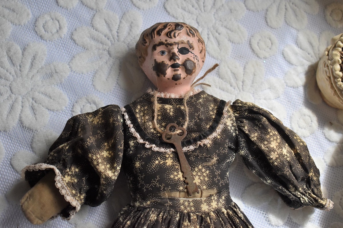 Haunted German Metal Head Doll-vintage Tin Head Doll-minerva Doll
