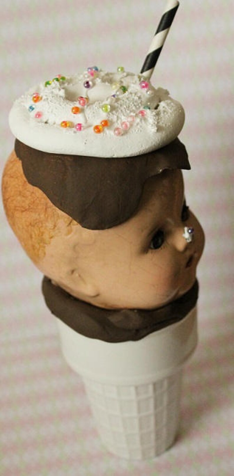 Ice Cream Cone BabyVintage doll head Ice cream Etsy