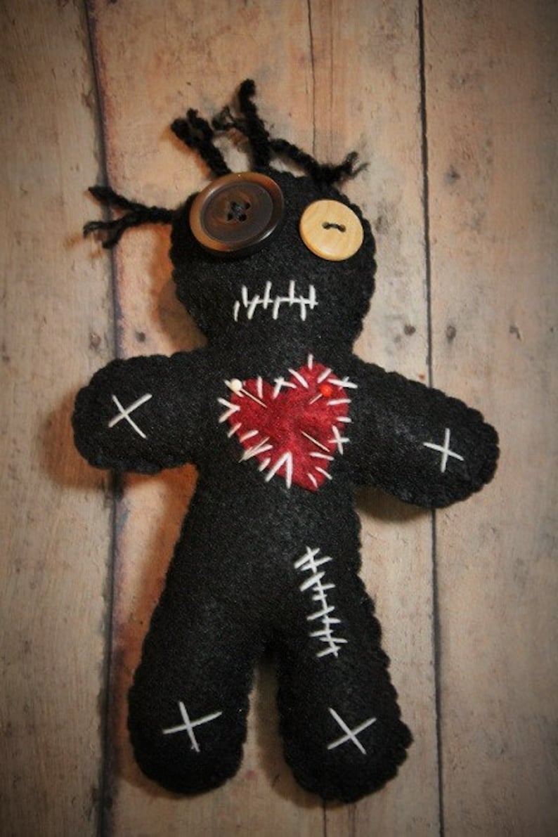 Voo Doo Dollblack Voodoo Dollvoodoo Plushhandmade Felt Etsy