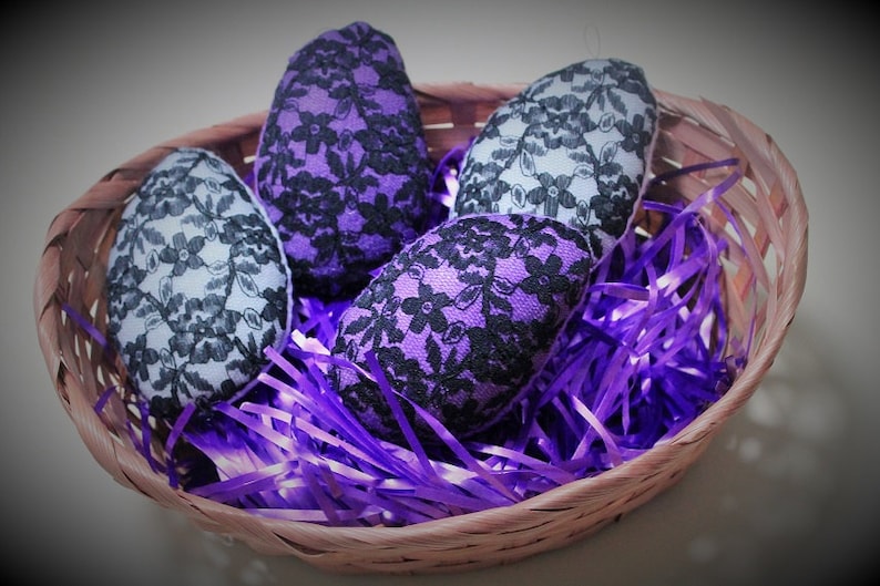 Gothic Easter Eggs-handmade Felt Easter Eggs-lacey Purple | Etsy