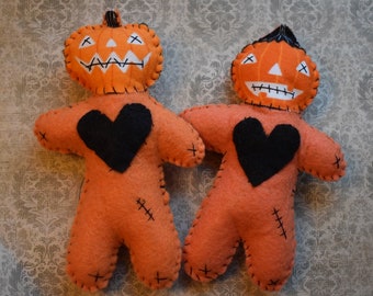 Jack-'O-Lantern Doll set-Pumpkin head dolls-Halloween decor