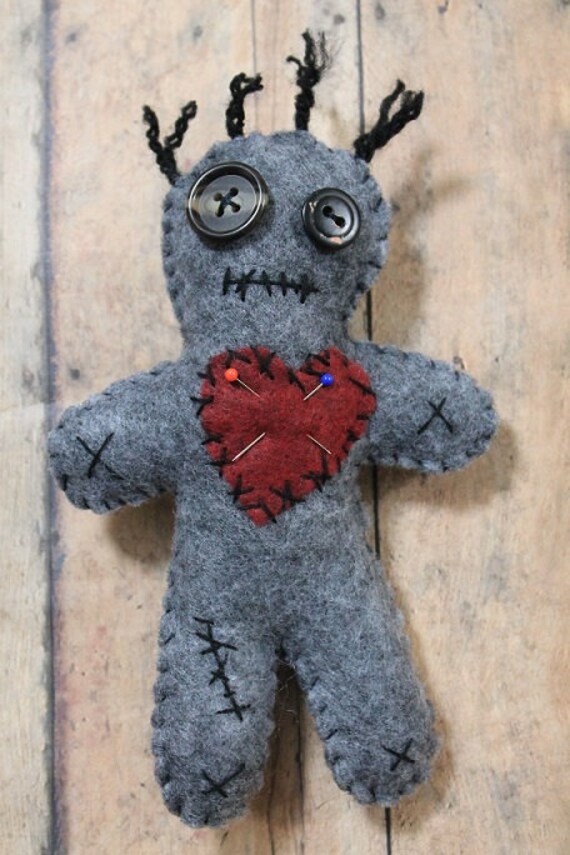 Voodoo Doll dark Decor handmade Felt Doll cute Creepy Doll voodoo Plushie button Eye Doll felt Etsy