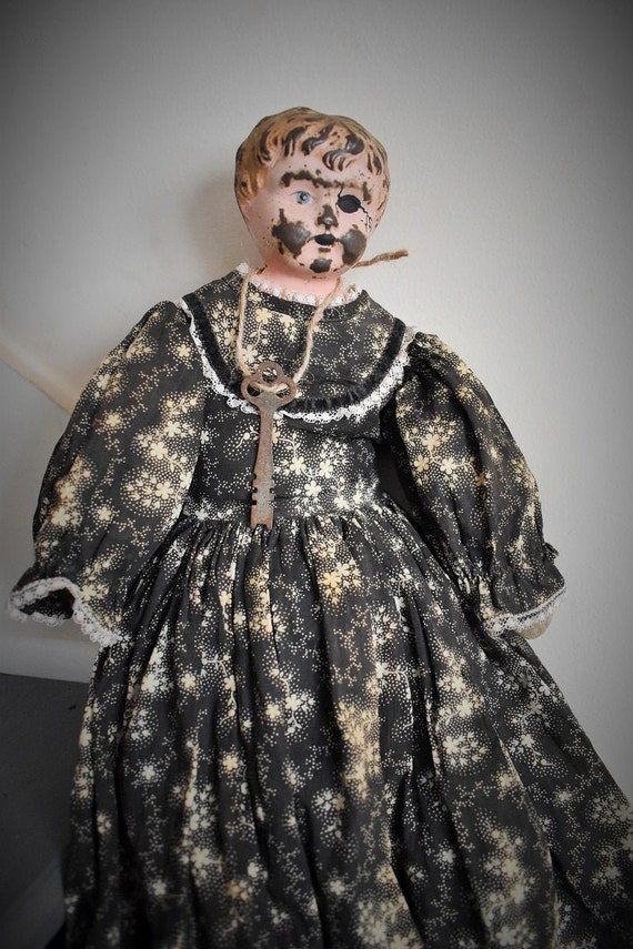 Haunted German Metal Head Doll vintage Tin Head Doll minerva Doll