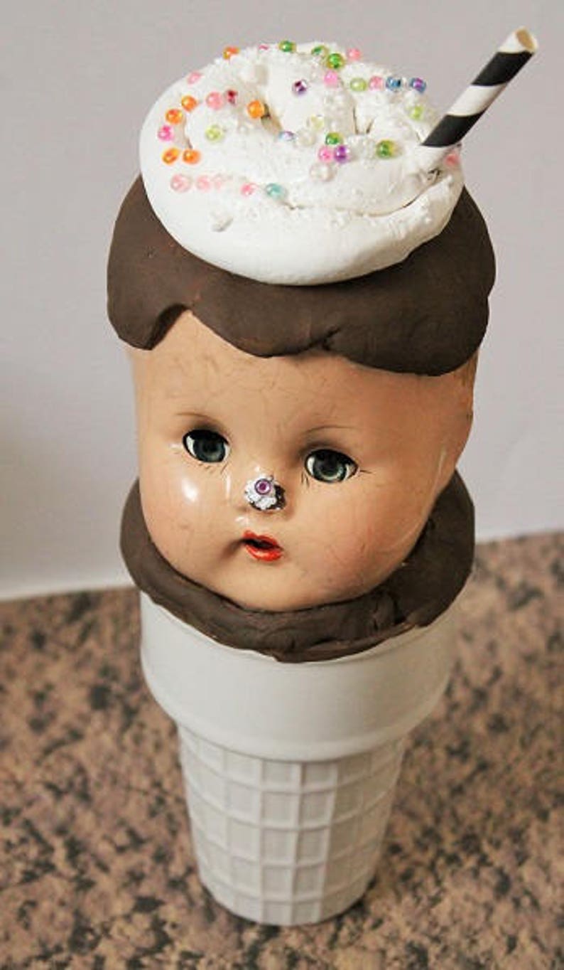 Ice Cream Cone BabyVintage doll head Ice cream Etsy