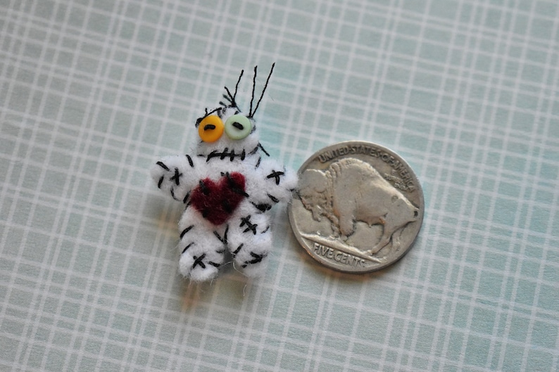 Voodoo doll-Voo doo doll 1 in. mini tiny voodoo doll-Very very small-pocket doll-party favors-heart doll-Mini Halloween ornament-dollhouse image 5