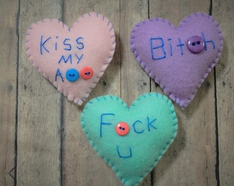 Inappropriate Valentine hearts-Conversation hearts-Mature Content-Heart bowl fillers-Cuss word hearts-Swear words-naughty valentine