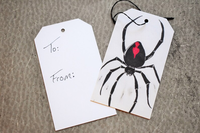 Black Widow Gift Tagsspider Gift Tagsoriginal Artdark Etsy