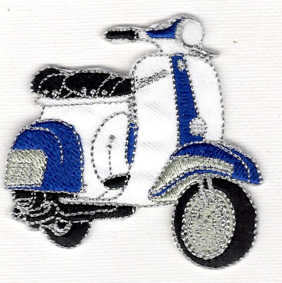 Vespa Scooter and MOD Patches. Embroidered Designs. A Good Etsy