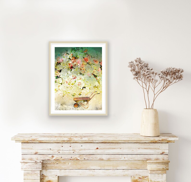 The Rose Bower, wheelbarrow and roses, fine art print, image 4