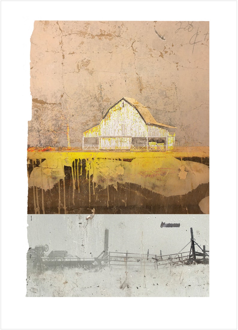 Symmetries Interrupted: Cumberland Morning, limited edition archival pigment print of barn in abstract landscape image 2