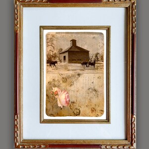 Elusionary Landscapes Retro rural landscape greeting cards, Frameable as Mini Prints, vintage ephemera, farm landscape image 5