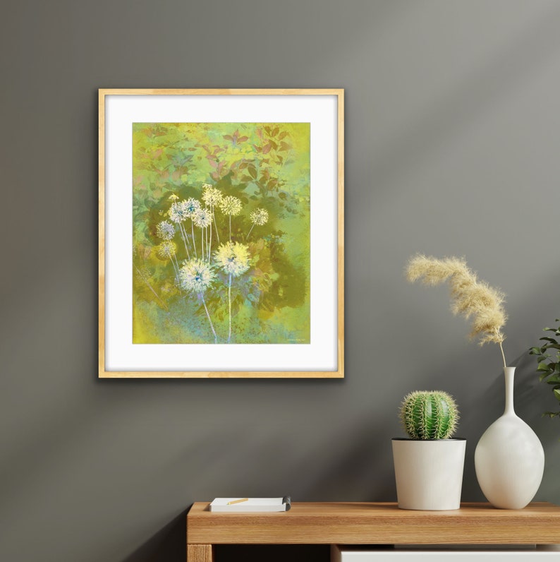 The Bright Day Contemporary Botanical Print of Alliums in greens image 1