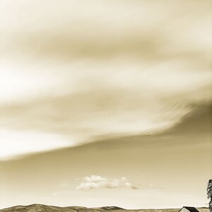 The White Barn, Western Landscape, Sepia Photo image 1