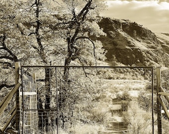 Western Gate, Western Landscape, Sepia Photo, Duotone