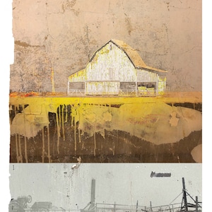 Symmetries Interrupted: Cumberland Morning, limited edition archival pigment print of barn in abstract landscape image 1