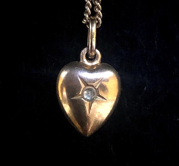 Antique French fix heart star necklace