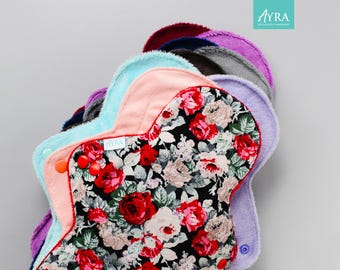 Set of 3 - Super Soft Cloth Pad,Cloth pads starter set, Super Absorbent Pad, Postpartum Pad, Minky, Bamboo, Zorb,Easy Care Cloth Pad