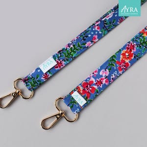 BLUE BEAUTIFUL GARDEN - コットンリストレットストラップ、ハンドメイドランヤード、キーホルダー、キーチェーン
