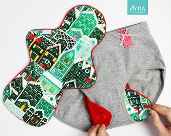 HOLIDAY TOWN  - Super Soft Cloth Pads, Menstrual Pad, Pantyliner, Medium Pad, Heavy Pad, Minky ZORB Pad