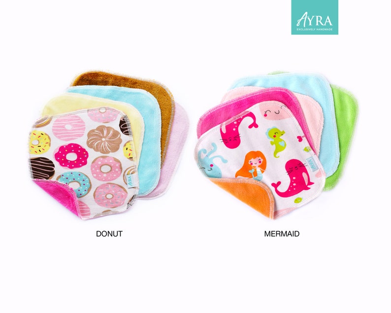 5pcs Minky Baby Wipes set Cloth Wipes, Double Layer Wipes, Minky & Cotton Knit Wipes image 9