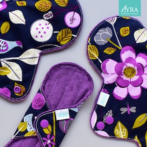 PURPLE FOREST Cloth Pad : Soft Minky, Bamboo, Zorb Absorbent Layer