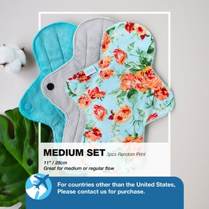 3pcs Super Soft Cloth Pad set , Cloth pads starter set, Reusable Pad, Washable cloth pads Medium 3pcs