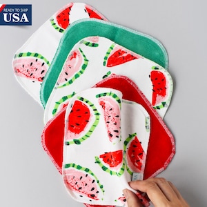 Ship to USA - 5pcs  Minky Baby Wipes, 2PLY Cloth Wipes Set, Cotton Knit Wipes