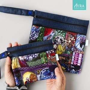 CONTES DE PRINCESS - Trousse étanche tout usage faite main, emballage en tissu, trousse de voyage, trousse de maquillage imperméable, trousse de toilette à double poche