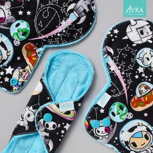 CUTE KAWAII SPACE Cloth Pad : Soft Minky, Bamboo, Zorb Absorbent Layer