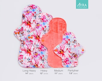 FLOWER SEASON - Cloth Pads, Menstrual Pad, Pantyliner, Medium Pad, Heavy Pad, Minky Zorb Pad