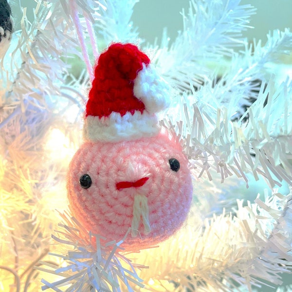Noel the Naked Mole Rat Amigurumi Plush Crochet Christmas Ornament Desk Pet Animal Holiday Friend