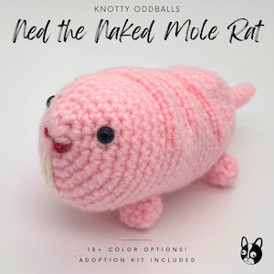 Ned the Naked Mole Rat Amigurumi Crochet Plush Desk Pet Animal Friend