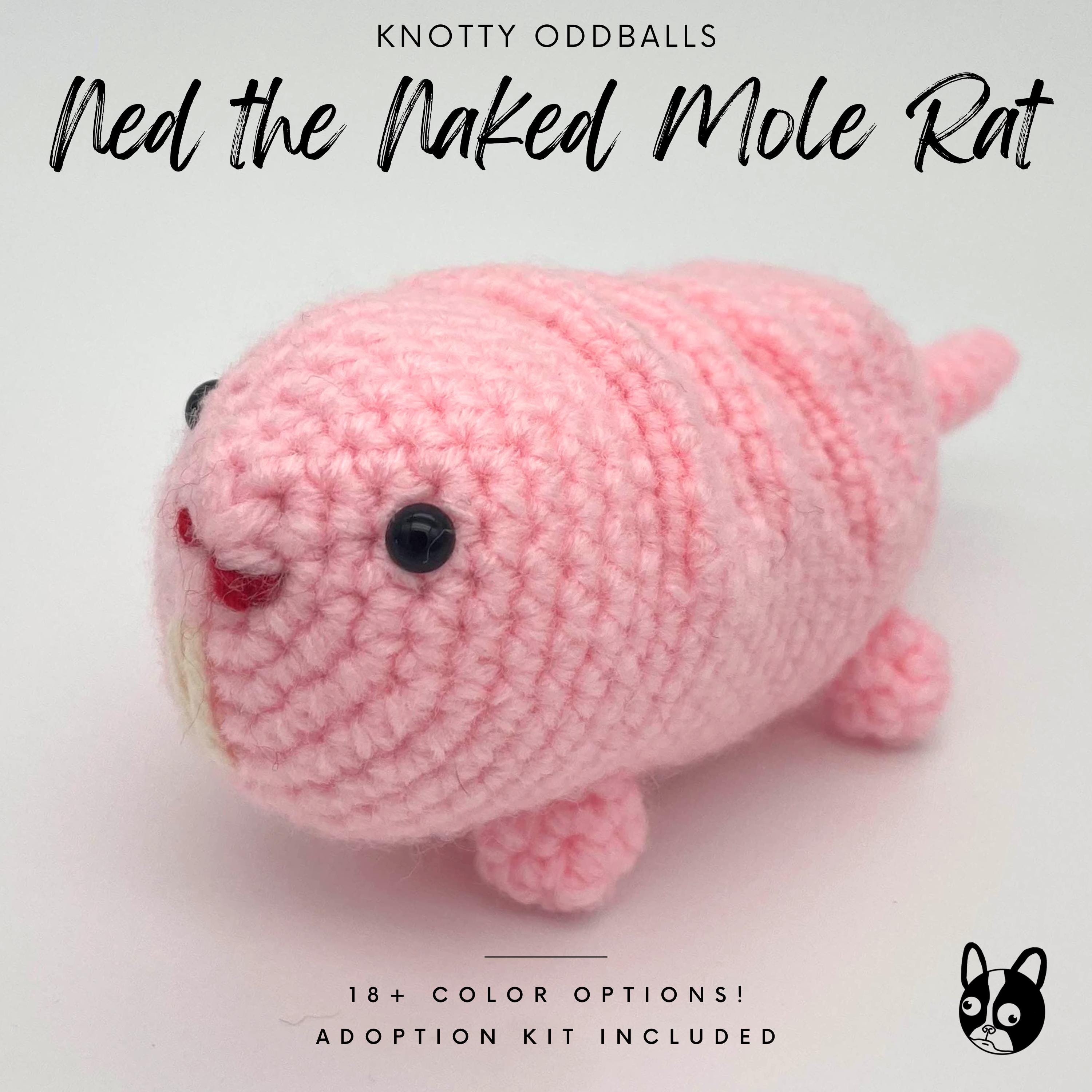Ned the Naked Mole Rat Amigurumi Crochet Plush Desk Pet Animal
