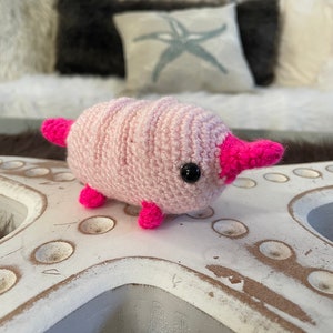 Phyllis the Sparkly Pink Platypus Amigurumi Crochet Plush Desk Pet Animal Friend Doll Australian Monotreme Gift
