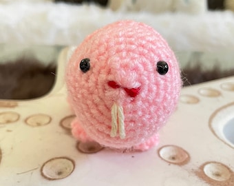 Ned the Naked Mole Rat Amigurumi Crochet Plush Desk Pet Animal Friend