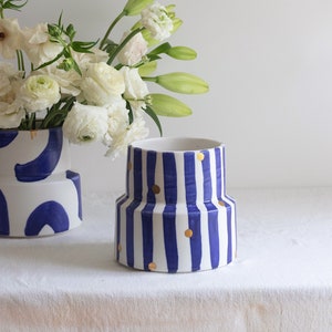 Cobalt Blue and Gold Flower Vase, Luxurious Decor Vase, Handmade Flower Vase