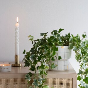 Squares Pot planter, Planter with Gold details, Golden Ceramics, Luxurious modern handmade gift image 3