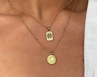 Sun Pendant Necklace gold, gold sun necklace, moon necklace, sun and moon necklace, minimalistic sun necklace, necklace sun charm gold