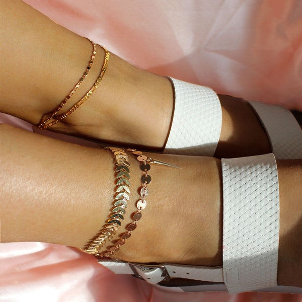 Fußkette , Fußkettchen gold, Ankle Bracelet, Anklet  - 18k gold wasserfest