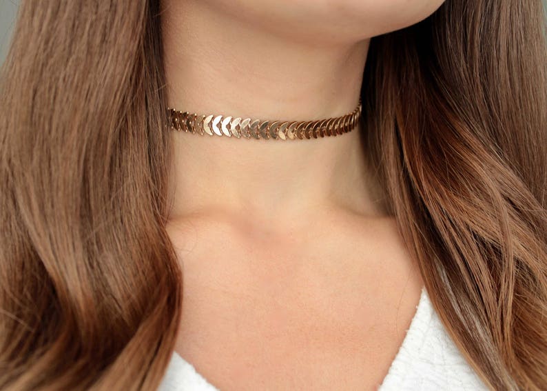 Tattoo Choker Gold Leaf Chain