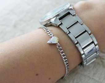 Tear Crystal Bracelet- wasserfest Swarovski Edelstahl  Armband curb chain