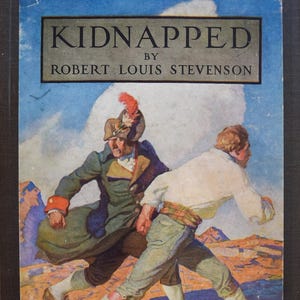 Kidnapped (1913) por Robert Louis Stevenson - Primeira edição com placas coloridas de N. C. Wyeth, mapa desdobrável. Vintage e em condição VG.
