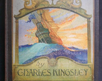 Vers l'ouest Ho ! (1924) de Charles Kingsley - Un classique de Scribner vintage illustré par N. C. Wyeth avec des planches en couleur.
