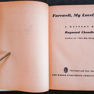 Farewell, My Lovely (1946) by Raymond Chandler - Third printing of Chandler&#39;s 2nd Philip Marlowe mystery - Hardcover, no DJ