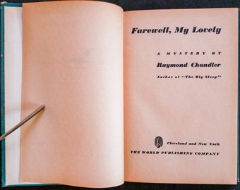 Farewell, My Lovely (1946) by Raymond Chandler - Third printing of Chandler's 2nd Philip Marlowe mystery - Hardcover, no DJ