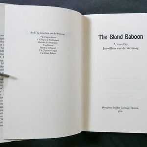 The Blond Baboon 1978 by Janwillem van de Wetering First Edition mystery set in Amsterdam HC/DJ in near fine condition image 3