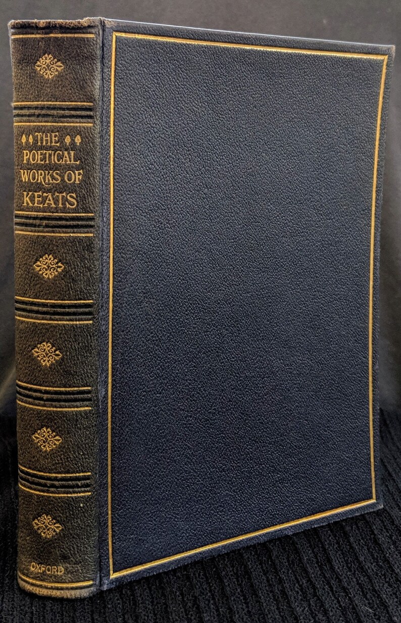 The Poetical Works Of Keats 1922 By John Keats Oxford Edition In Blue Moroccan Leather - 